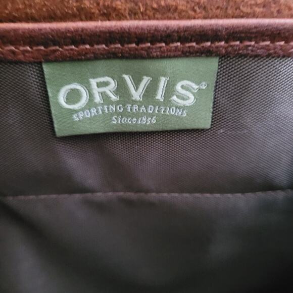 ORVIS Bullhide Brown Thick Leather Bag Vintage Portfolio Briefcase Weekend - Picture 2 of 15